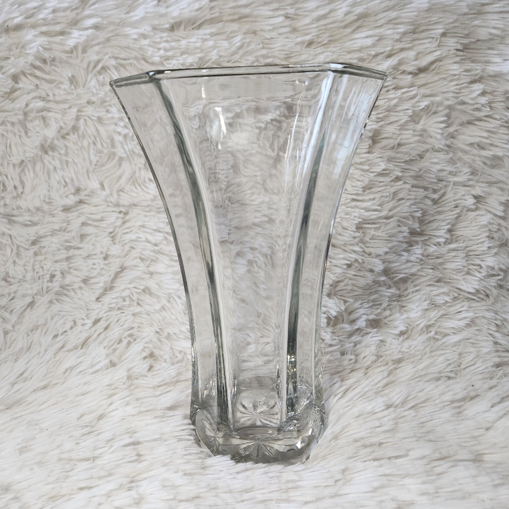 Vintage Hoosier Glass Clear Hexagon Vase